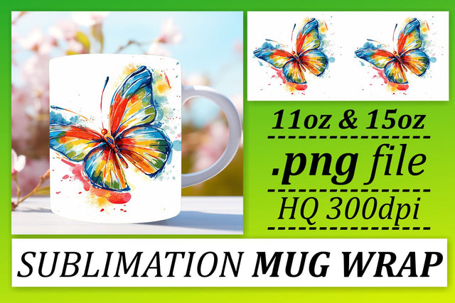Spring Butterfly Mug Art: Vibrant Sublimation Designs Sublimation afrosvg 