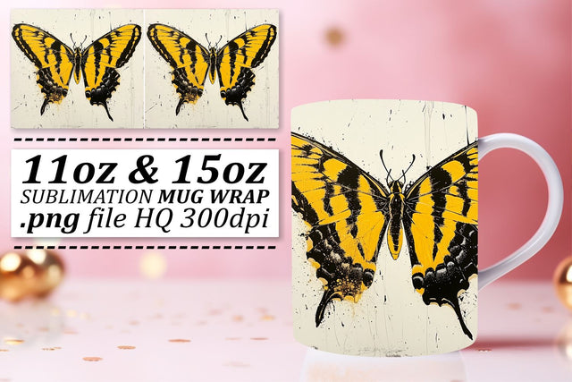 Spring Butterfly Mug Art: Whimsical Sublimation Patterns Sublimation afrosvg 