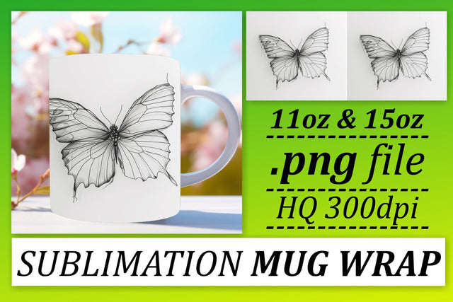 Spring Butterfly Mug Wrap: Vibrant Sublimation Designs Sublimation afrosvg 