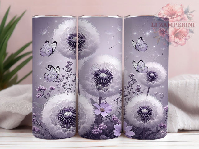 Spring Butterfly Pastel Garden Tumbler Wrap, Soft Floral Pattern, Dandelion Wish Cup, Pastel Garden Art, Feminine Nature Gift, Delicate Flower Tumbler, Butterfly Garden Design Sublimation Li Zamperini 