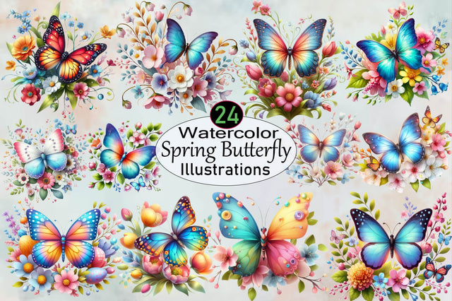 Spring Butterfly Sublimation Clipart Bundle Sublimation SVGArt 