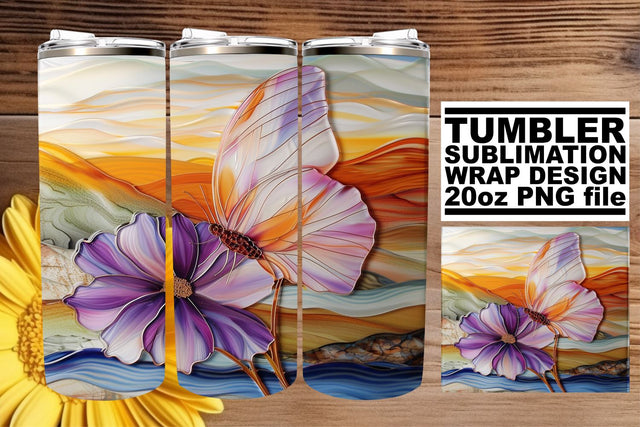 Spring Butterfly Wrap 3D Tumbler Sublimation afrosvg 