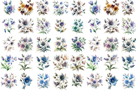 Spring Campanula Flower Clipart Bundle Sublimation SVGista 