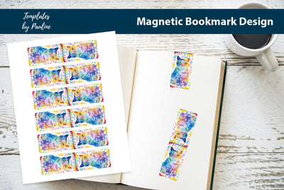 Spring Cat Printable Rectangle Magnetic Bookmark SVG Templates by Pauline 