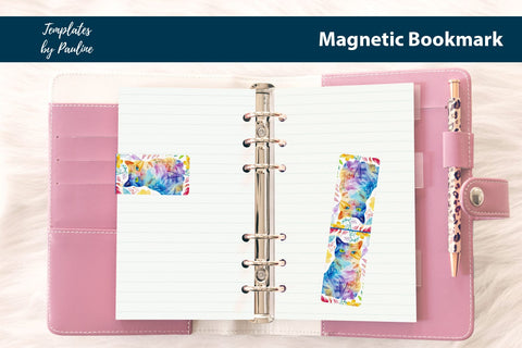 Spring Cat Printable Rectangle Magnetic Bookmark SVG Templates by Pauline 