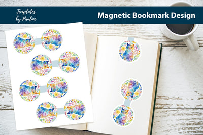 Spring Cat Printable Round Magnetic Bookmark SVG Templates by Pauline 