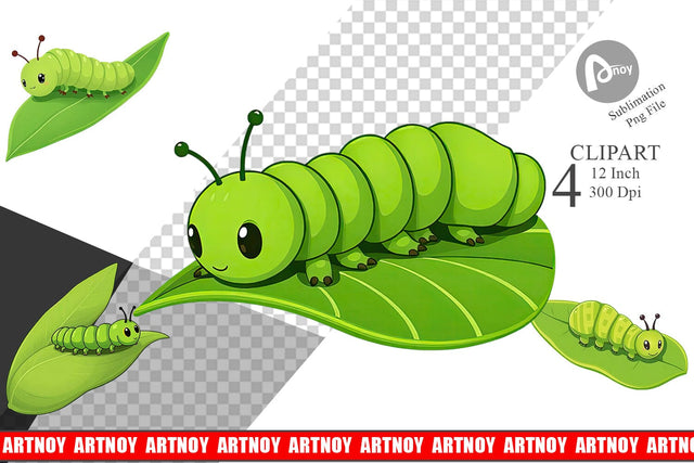 Spring Caterpillar Clipart Sublimation artnoy 