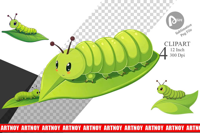 Spring Caterpillar Clipart Sublimation artnoy 