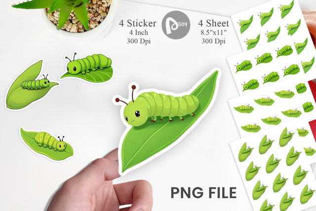 Spring Caterpillar Sticker Sublimation artnoy 