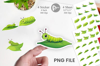 Spring Caterpillar Sticker Sublimation artnoy 