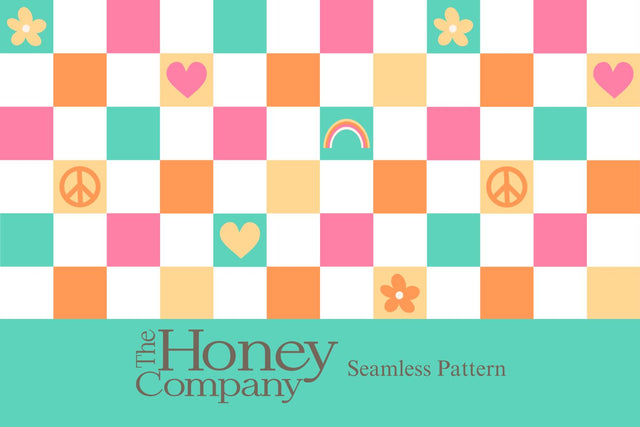 Spring Checkerboard Seamless Pattern | Retro Tumbler Wrap Sublimation Sublimation The Honey Company 