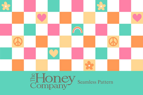Spring Checkerboard Seamless Pattern | Retro Tumbler Wrap Sublimation Sublimation The Honey Company 