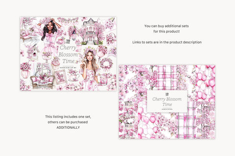 Spring Clipart | Cherry Blossom Clip Art | Pink Garden PNG SVG GlamArtZhanna 