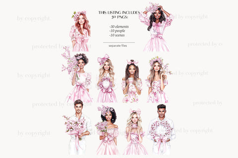 Spring Clipart | Cherry Blossom Clip Art | Pink Garden PNG SVG GlamArtZhanna 