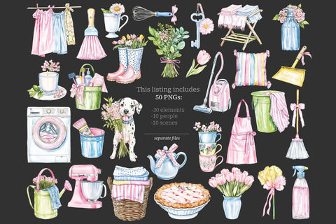 Spring Clipart | Cleaning Clip Art | Cozy Home PNG SVG GlamArtZhanna 