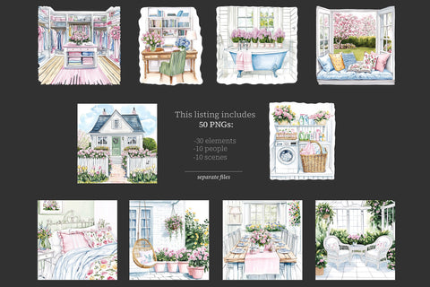 Spring Clipart | Cleaning Clip Art | Cozy Home PNG SVG GlamArtZhanna 