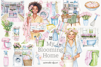 Spring Clipart | Cleaning Clip Art | Cozy Home PNG SVG GlamArtZhanna 