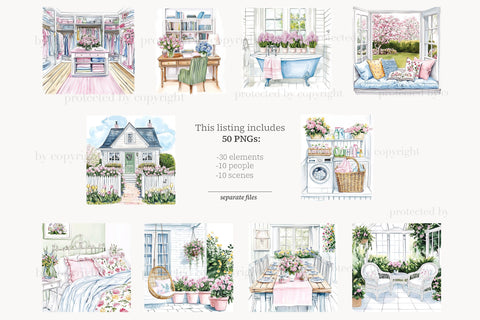 Spring Clipart | Cleaning Clip Art | Cozy Home PNG SVG GlamArtZhanna 