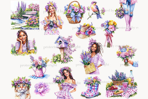 Spring Clipart PNG Bundle | Blossom Graphics Collection SVG GlamArtZhanna 