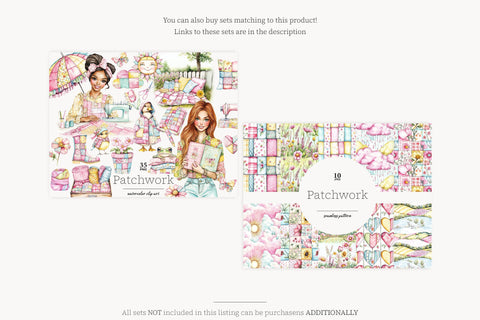 Spring Clipart PNG Bundle | Patchwork Illustration SVG GlamArtZhanna 