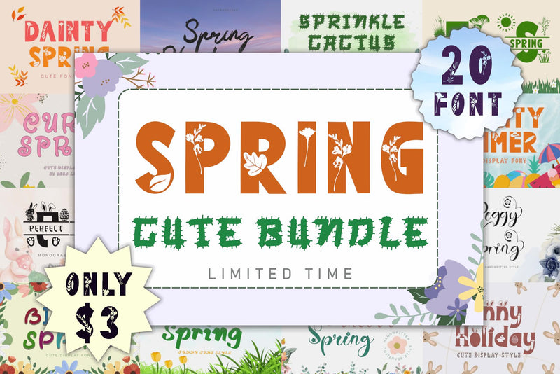 Spring Cute Bundle Font Prasetya Letter 