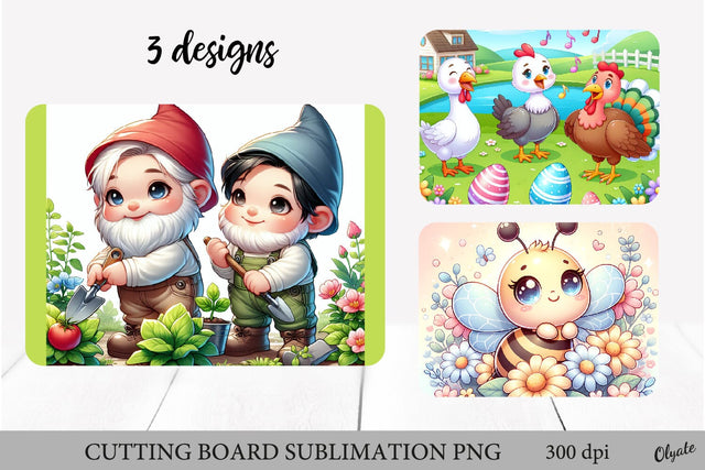 Spring Cutting Board PNG. Farmhouse Kitchen. Easter Cutting Board PNG Sublimation Olga Terlyanskaya 