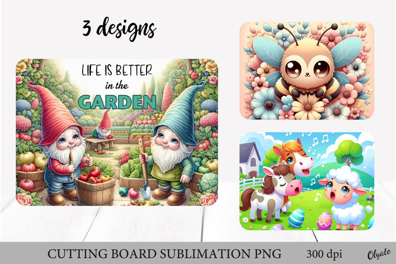 Spring Cutting Board PNG. Funny Animal Kitchen PNG Sublimation Olga Terlyanskaya 