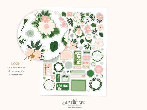 Spring Daisies Print and Cut Sticker Set SVG Aja Nicole Designs 