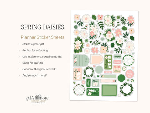 Spring Daisies Print and Cut Sticker Set SVG Aja Nicole Designs 