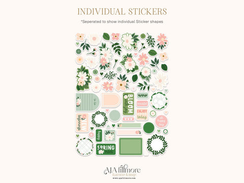 Spring Daisies Print and Cut Sticker Set SVG Aja Nicole Designs 