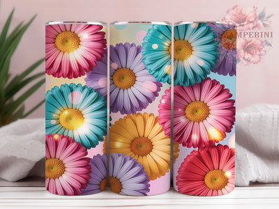 Spring Daisy Rainbow Bloom 20oz Tumbler, Rainbow Petals, Colorful Flowers, Oversized Bloom, Floral Artwork, Skinny Tumbler, Sublimation PNG Sublimation Li Zamperini 