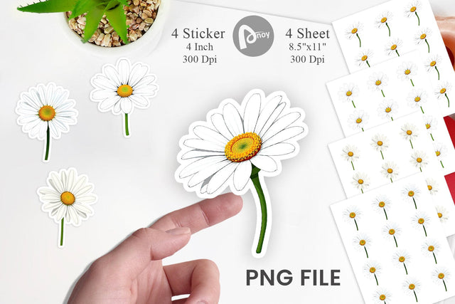 Spring Daisy Sticker Sublimation artnoy 