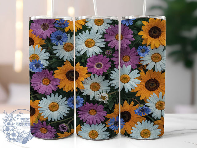 Spring Daisy Wildflower Garden Tumbler, Spring Flower Design, Garden Lover Gift, Floral Pattern Cup, Wildflower Art Wrap, Botanical Design Gift, Nature Pattern Cup Sublimation ToriDesigns 