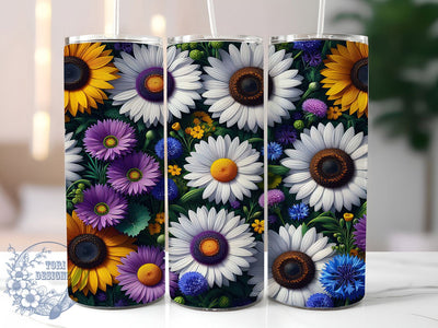 Spring Daisy Wildflower Garden Tumbler, Spring Flower Design, Garden Lover Gift, Floral Pattern Cup, Wildflower Art Wrap, Botanical Design Gift, Nature Pattern Cup Sublimation ToriDesigns 