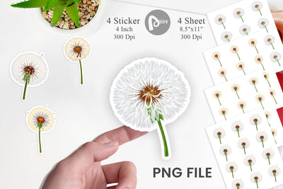 Spring Dandelion Sticker Sublimation artnoy 