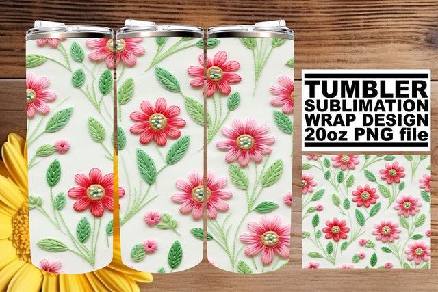 Spring Delight 3D Flower Pattern Tumbler Sublimation afrosvg 