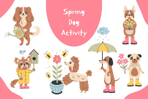 Spring Dog Activity PNG Clipart Sublimation Rin Green 