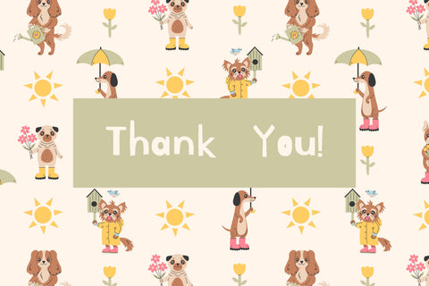 Spring Dogs Seamless Pattern Springtime Pet Background Digital Pattern Rin Green 