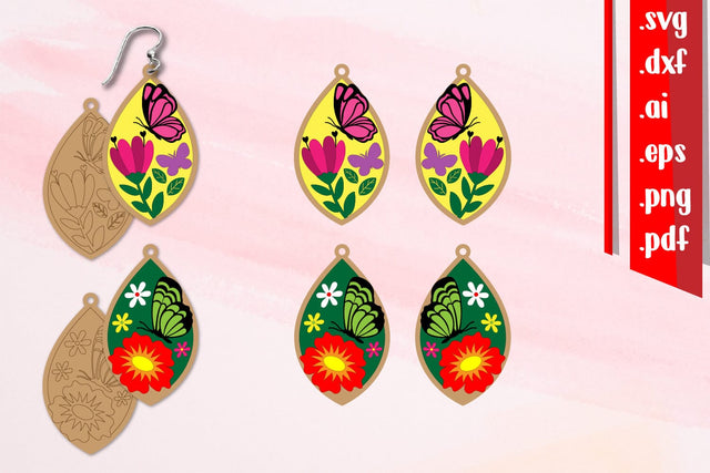Spring Earrings Laser cut 2 | Cut and Score Earrings SVG zafrans studio 