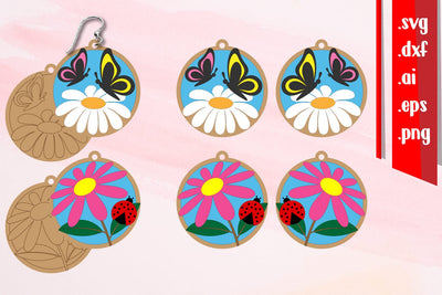 Spring Earrings Laser cut 4 | Cut and Score Earrings SVG zafrans studio 