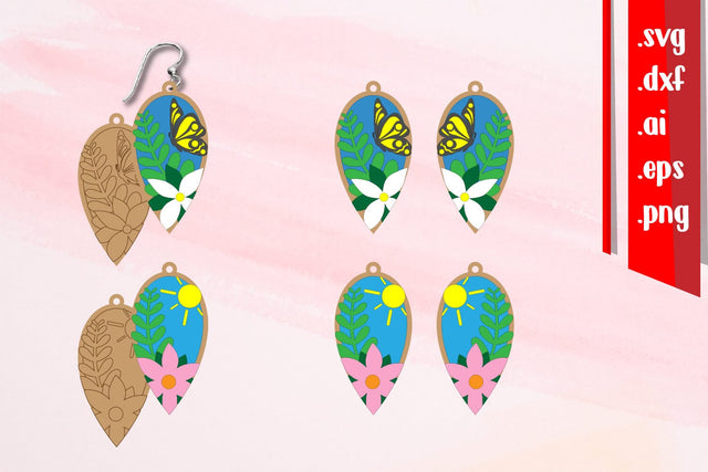 Spring Earrings Laser cut 5 | Cut and Score Earrings SVG zafrans studio 