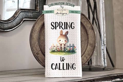 Spring Easter Bunnies with Fence | Kitchen Towel Sublimation Sublimation Ewe-N-Me Designs 