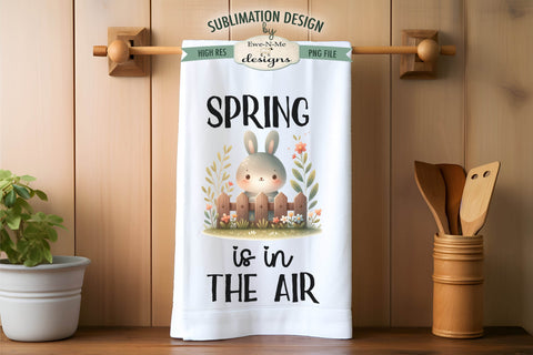 Spring Easter Bunnies with Fence | Kitchen Towel Sublimation Sublimation Ewe-N-Me Designs 