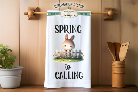 Spring Easter Bunnies with Fence | Kitchen Towel Sublimation Sublimation Ewe-N-Me Designs 