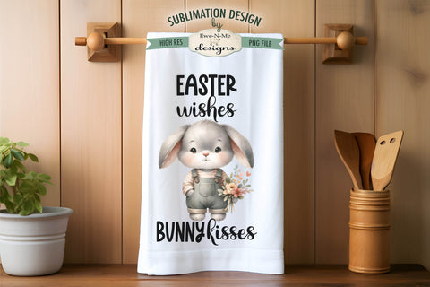 Spring Easter Bunny in Overalls | Kitchen Towel Sublimation Sublimation Ewe-N-Me Designs 