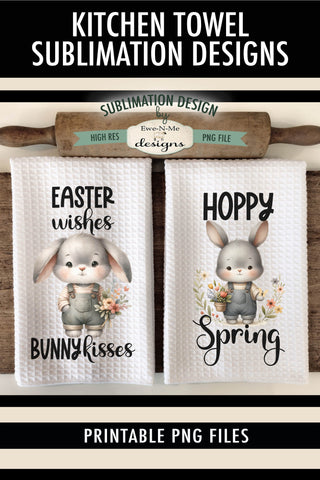Spring Easter Bunny in Overalls | Kitchen Towel Sublimation Sublimation Ewe-N-Me Designs 
