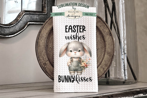Spring Easter Bunny in Overalls | Kitchen Towel Sublimation Sublimation Ewe-N-Me Designs 