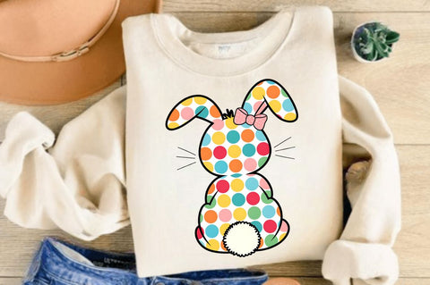 Spring Easter Bunny PNG, Bunny Spring PNG, Bunny Dots With Bow, Easter PNG, Bunny PNG, Bunny Coquette Bow PNG, Glitter Easter Bunny Coquette PNG Sublimation Regulrcrative 