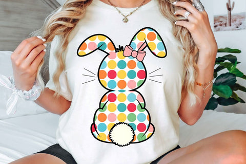 Spring Easter Bunny PNG, Bunny Spring PNG, Bunny Dots With Bow, Easter PNG, Bunny PNG, Bunny Coquette Bow PNG, Glitter Easter Bunny Coquette PNG Sublimation Regulrcrative 