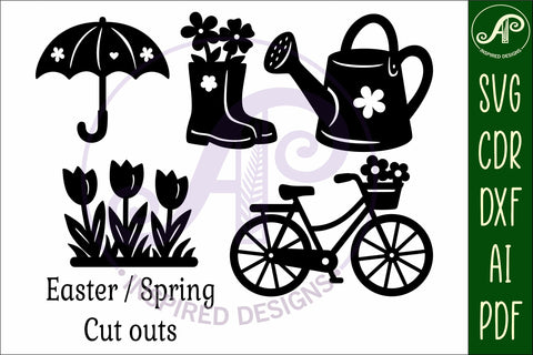 Spring / Easter silhouettes laser cut outs SVG 2 SVG APInspireddesigns 